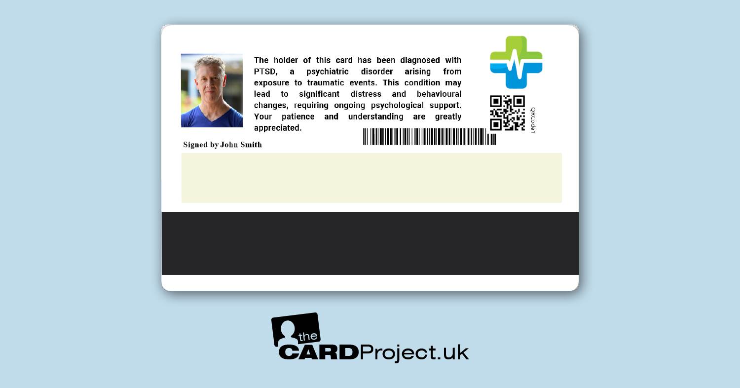 PTSD (Post Traumatic Stress Disorder) Premium Photo Medical ID Card  (REAR)